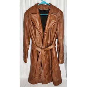 Scully 60s-70s Lamb Skin Leather Trench Scalloped Yoke Women's Size 12